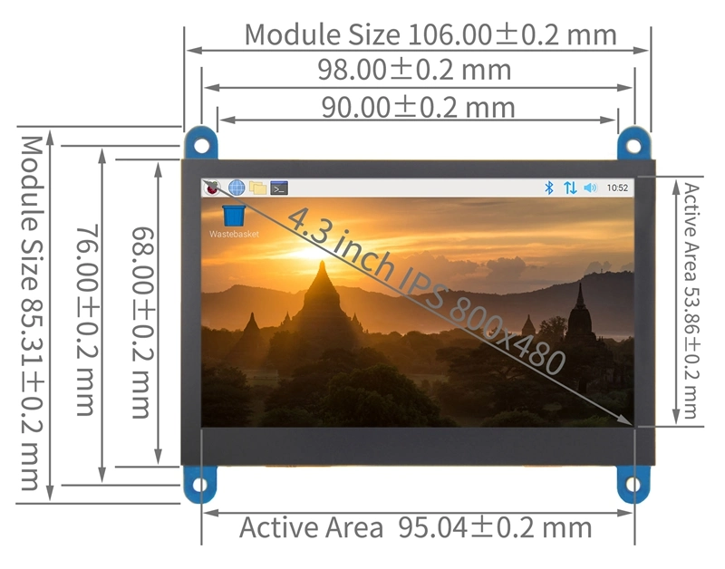 4.3 Inch HDMI LCD Display Module 800*480 4.3&quot; Screen Module Without Touch for Raspbian Pi