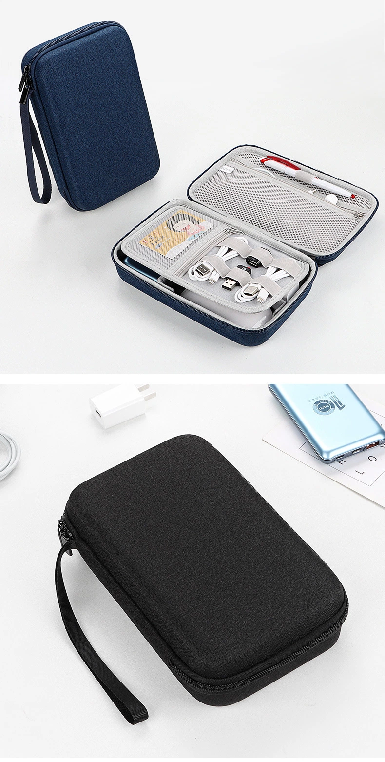 Shockproof EVA Hard Shell Double Layers Digital Accessories Parts Power Bank USB Cable Data Line Flash Hard Disk Organizer Storage Bag Case Box